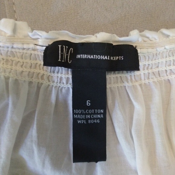Inc international embroidered top size 6 boho cottage core peasant white - Picture 7 of 7